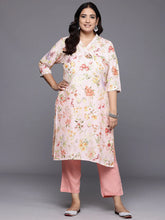 Plus Size Floral Printed Gotta Patti Floral Kurta-AP-AHKUMSDP-634